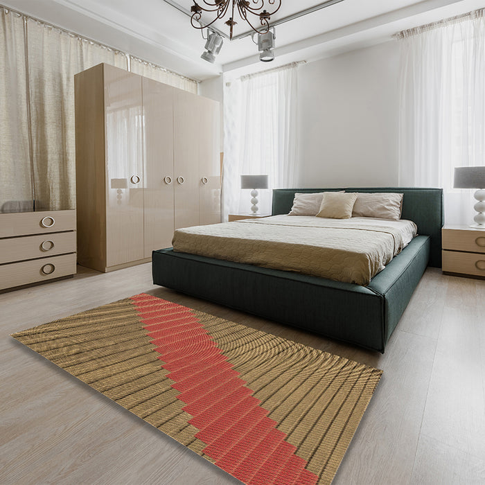 Patterned Mahogany Brown Rug in a Bedroom, pat3475brn