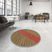 Round Patterned Mahogany Brown Rug in a Office, pat3475brn