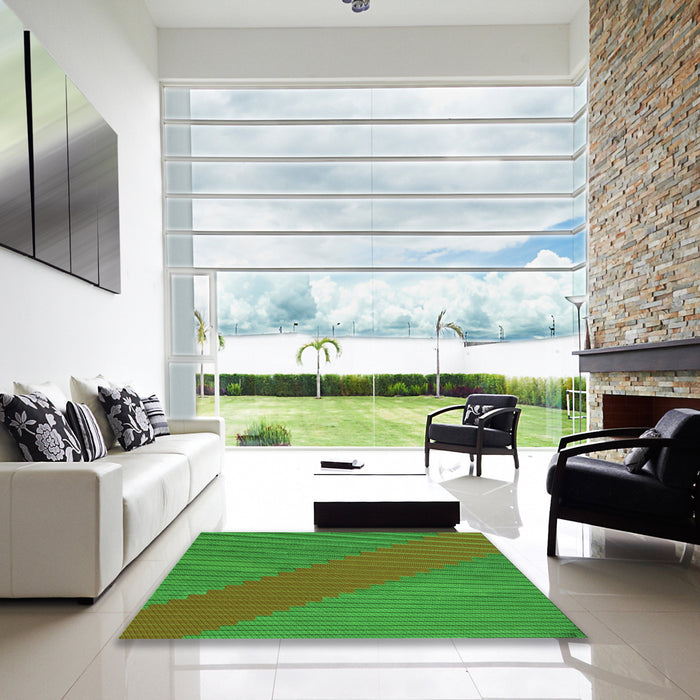 Square Patterned Lime Green Rug in a Living Room, pat3475grn