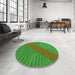 Round Patterned Lime Green Rug in a Office, pat3475grn