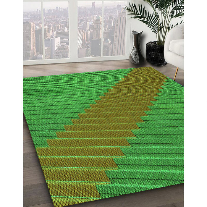 Patterned Lime Green Rug in Family Room, pat3475grn