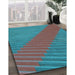 Patterned Dark Turquoise Green Rug in Family Room, pat3475lblu
