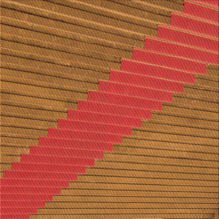 Round Patterned Neon Orange Rug, pat3475org