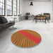 Round Patterned Neon Orange Rug in a Office, pat3475org