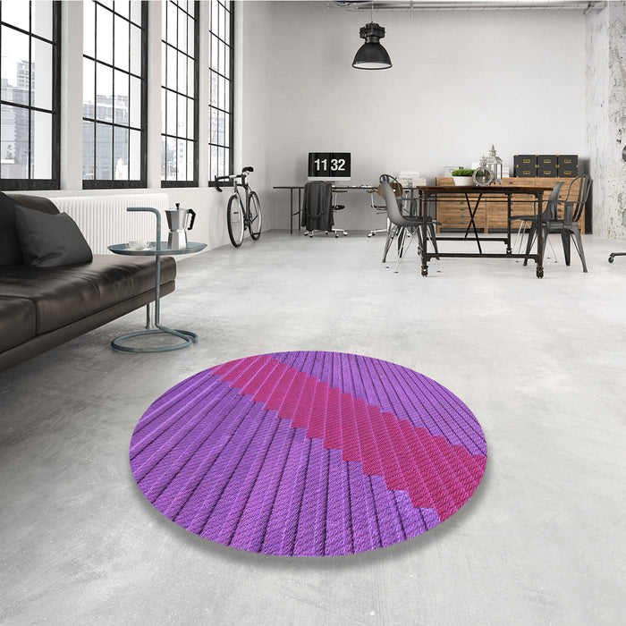 Round Patterned Medium Violet Red Pink Rug in a Office, pat3475pur