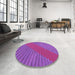 Round Patterned Medium Violet Red Pink Rug in a Office, pat3475pur