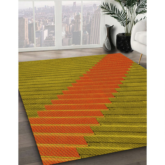 Machine Washable Transitional Caramel Brown Rug in a Family Room, wshpat3475yw