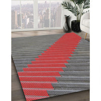 Patterned Brown Red Novelty Rug, pat3475
