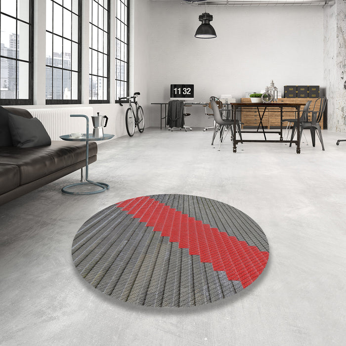 Round Patterned Brown Red Novelty Rug in a Office, pat3475