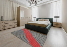 Patterned Brown Red Novelty Rug in a Bedroom, pat3475