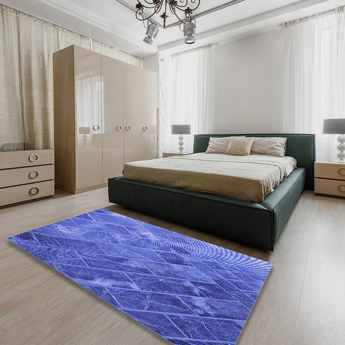 Patterned Sky Blue Rug in a Bedroom, pat3476blu