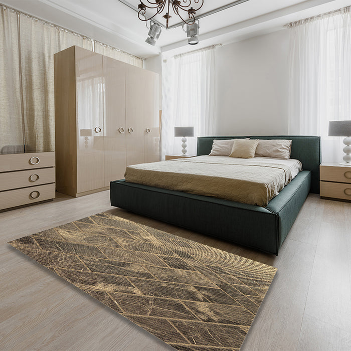 Patterned Coffee Brown Rug in a Bedroom, pat3476brn