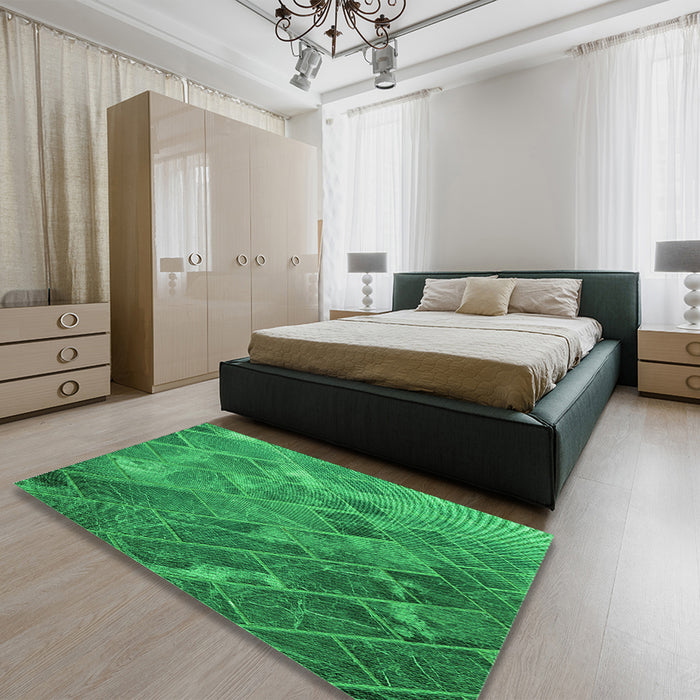 Round Machine Washable Transitional Neon Green Rug in a Office, wshpat3476grn