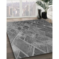 Patterned Gunmetal Gray Rug, pat3476gry