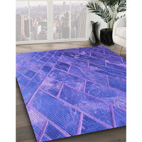 Patterned Light Slate Blue Rug, pat3476pur