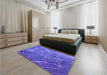 Patterned Light Slate Blue Rug in a Bedroom, pat3476pur