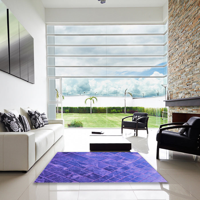 Square Patterned Light Slate Blue Rug in a Living Room, pat3476pur
