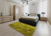 Patterned Dark Bronze Brown Rug in a Bedroom, pat3476yw