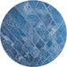 Sideview of Patterned Crystal Blue Novelty Rug, pat3476