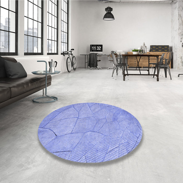 Round Patterned Light Slate Blue Rug in a Office, pat3477blu