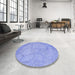 Round Patterned Light Slate Blue Rug in a Office, pat3477blu