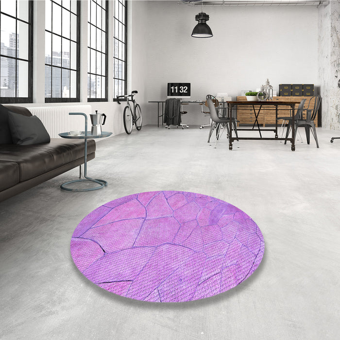 Round Patterned Violet Purple Rug in a Office, pat3477pur