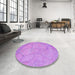 Round Patterned Violet Purple Rug in a Office, pat3477pur
