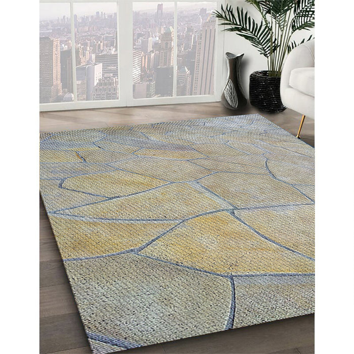 Patterned Sandstone Brown Novelty Rug in Family Room, pat3477