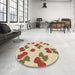 Round Patterned Khaki Gold Rug in a Office, pat3478brn