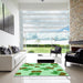 Square Patterned Green Rug in a Living Room, pat3478grn