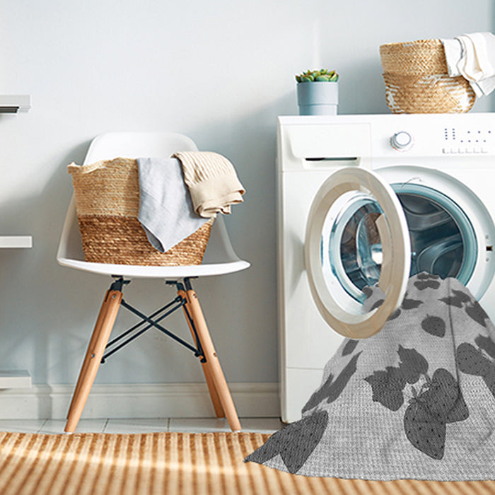 Machine Washable Transitional Silver Gray Rug in a Washing Machine, wshpat3478gry