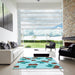 Square Patterned Blue Rug in a Living Room, pat3478lblu