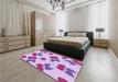 Round Machine Washable Transitional Orchid Purple Rug in a Office, wshpat3478pur