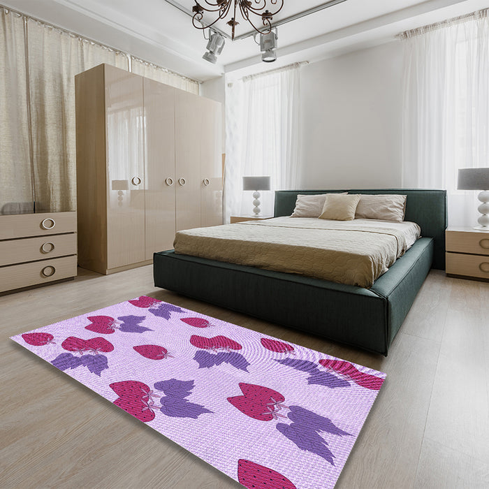 Patterned Orchid Purple Rug in a Bedroom, pat3478pur