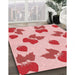 Machine Washable Transitional Deep Rose Pink Rug in a Family Room, wshpat3478rd