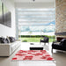 Machine Washable Transitional Deep Rose Pink Rug in a Kitchen, wshpat3478rd