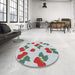 Round Patterned Pale Blue Novelty Rug in a Office, pat3478