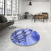 Round Patterned Sky Blue Rug in a Office, pat3479blu