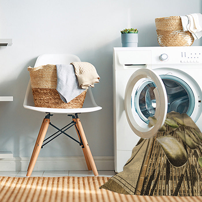 Machine Washable Transitional Red Brown Rug in a Washing Machine, wshpat3479brn