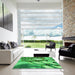 Machine Washable Transitional Green Rug in a Kitchen, wshpat3479grn