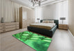 Patterned Green Rug in a Bedroom, pat3479grn