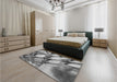 Patterned Cloud Gray Rug in a Bedroom, pat3479gry