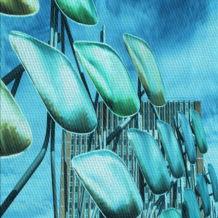 Patterned Dark Cyan Green Rug, pat3479lblu