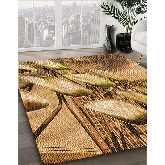 Patterned Saddle Brown Rug in Family Room, pat3479org