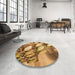 Round Patterned Saddle Brown Rug in a Office, pat3479org