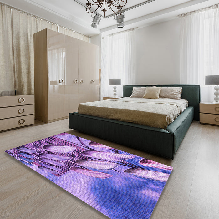 Patterned Amethyst Purple Rug in a Bedroom, pat3479pur