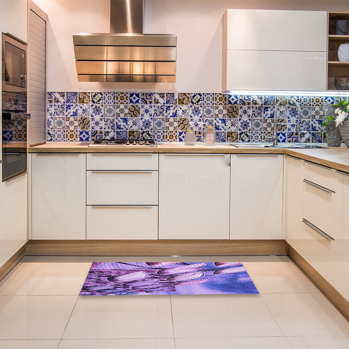 Patterned Amethyst Purple Rug in a Kitchen, pat3479pur