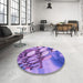 Round Patterned Amethyst Purple Rug in a Office, pat3479pur