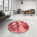 Round Patterned Red Rug in a Office, pat3479rd