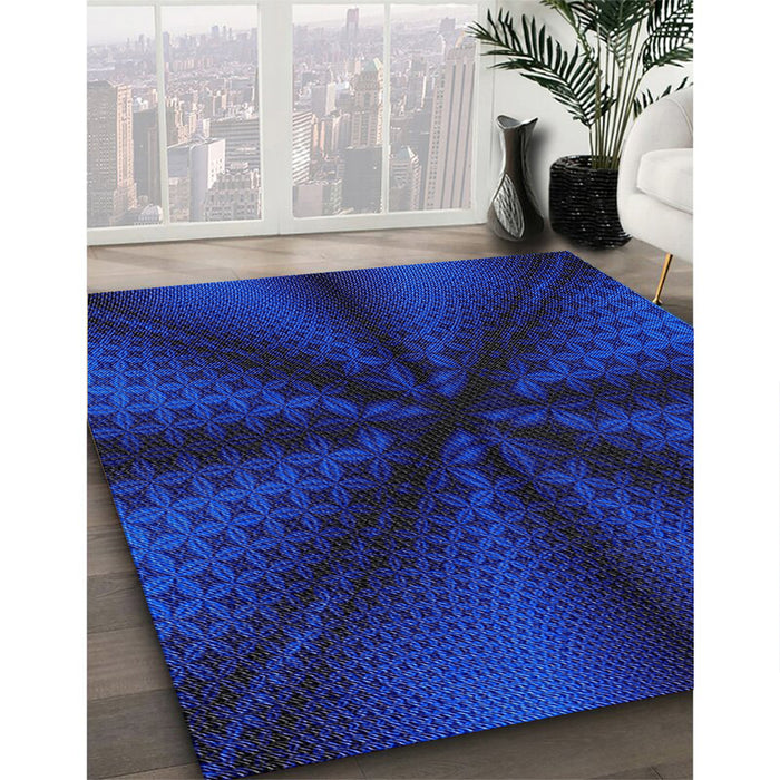 Patterned Blue Novelty Rug in Family Room, pat347